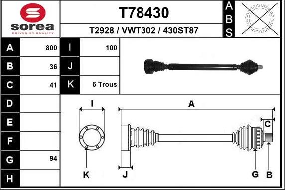 EAI T78430 - Arbre de transmission cwaw.fr