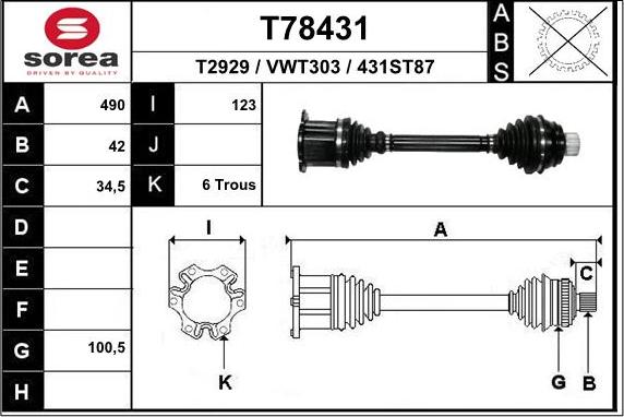 EAI T78431 - Arbre de transmission cwaw.fr