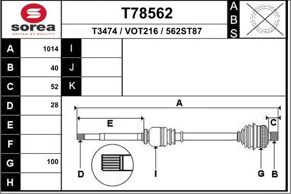 EAI T78562 - Arbre de transmission cwaw.fr