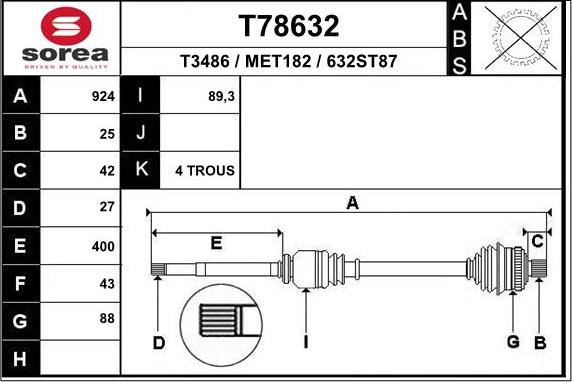 EAI T78632 - Arbre de transmission cwaw.fr