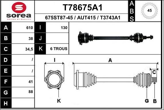 EAI T78675A1 - Arbre de transmission cwaw.fr