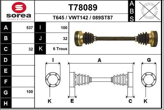 EAI T78089 - Arbre de transmission cwaw.fr