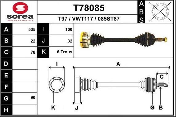 EAI T78085 - Arbre de transmission cwaw.fr