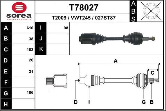 EAI T78027 - Arbre de transmission cwaw.fr