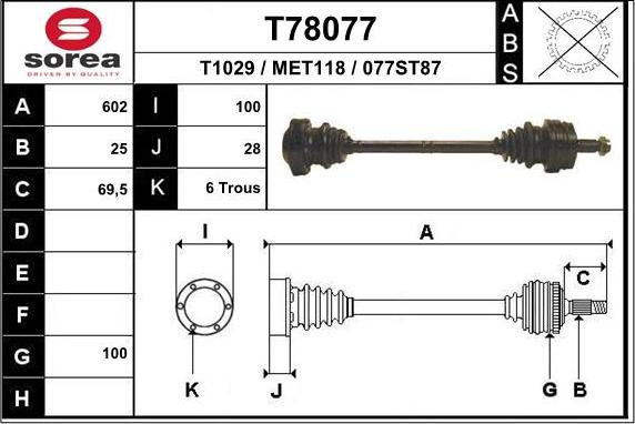 EAI T78077 - Arbre de transmission cwaw.fr