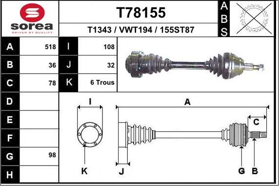 EAI T78155 - Arbre de transmission cwaw.fr