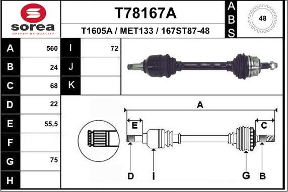 EAI T78167A - Arbre de transmission cwaw.fr