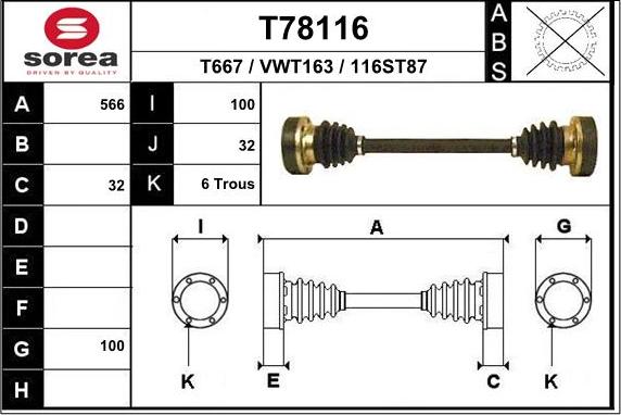 EAI T78116 - Arbre de transmission cwaw.fr