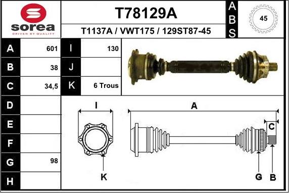 EAI T78129A - Arbre de transmission cwaw.fr