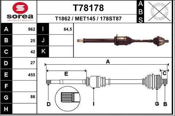 EAI T78178 - Arbre de transmission cwaw.fr