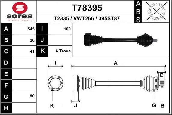 EAI T78395 - Arbre de transmission cwaw.fr