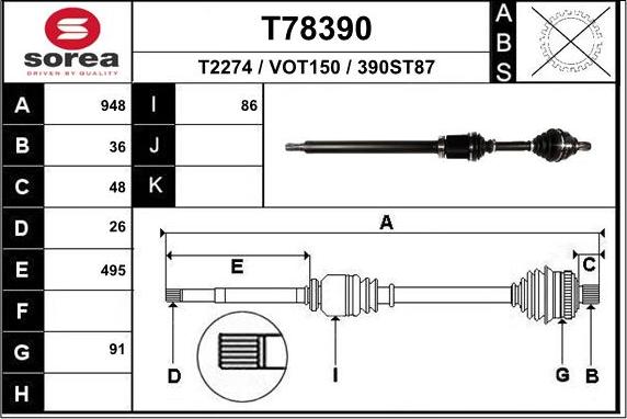 EAI T78390 - Arbre de transmission cwaw.fr