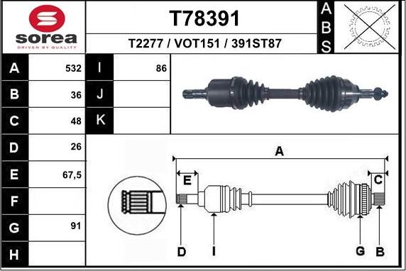 EAI T78391 - Arbre de transmission cwaw.fr