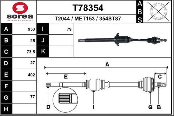 EAI T78354 - Arbre de transmission cwaw.fr