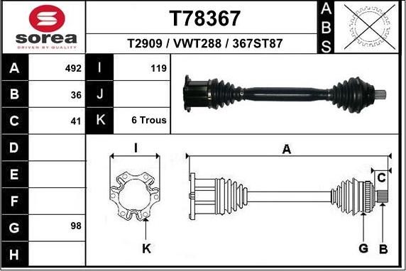 EAI T78367 - Arbre de transmission cwaw.fr