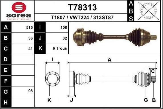 EAI T78313 - Arbre de transmission cwaw.fr