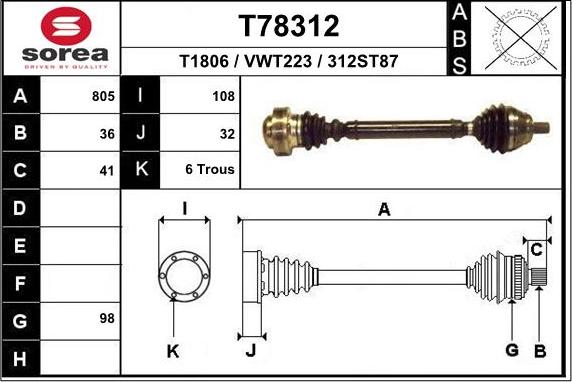 EAI T78312 - Arbre de transmission cwaw.fr