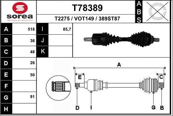 EAI T78389 - Arbre de transmission cwaw.fr