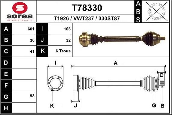 EAI T78330 - Arbre de transmission cwaw.fr