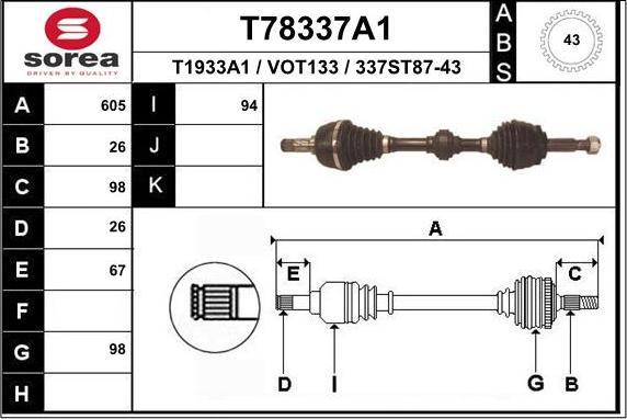 EAI T78337A1 - Arbre de transmission cwaw.fr