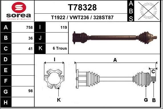 EAI T78328 - Arbre de transmission cwaw.fr