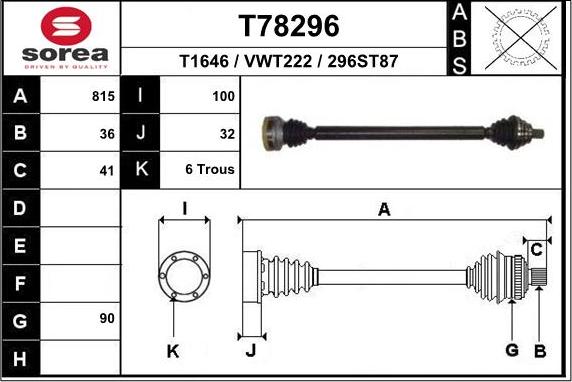 EAI T78296 - Arbre de transmission cwaw.fr