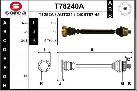 EAI T78240A - Arbre de transmission cwaw.fr