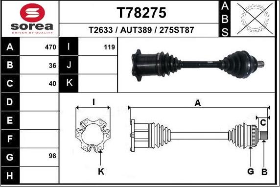 EAI T78275 - Arbre de transmission cwaw.fr