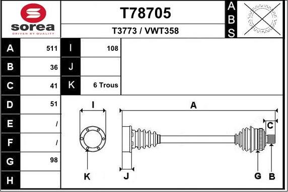 EAI T78705 - Arbre de transmission cwaw.fr