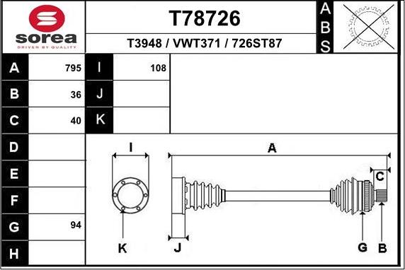 EAI T78726 - Arbre de transmission cwaw.fr