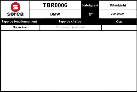 EAI TBR0006 - Turbocompresseur, suralimentation cwaw.fr