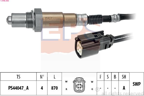 EPS 1.998.365 - Sonde lambda cwaw.fr