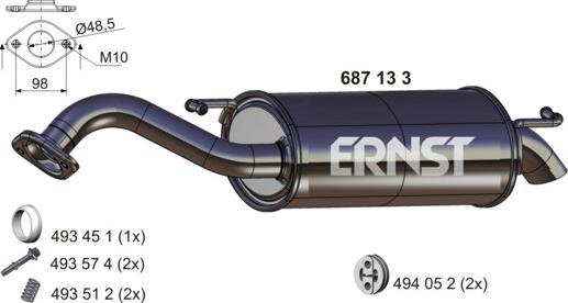 ERNST 687133 - Silencieux arrière cwaw.fr