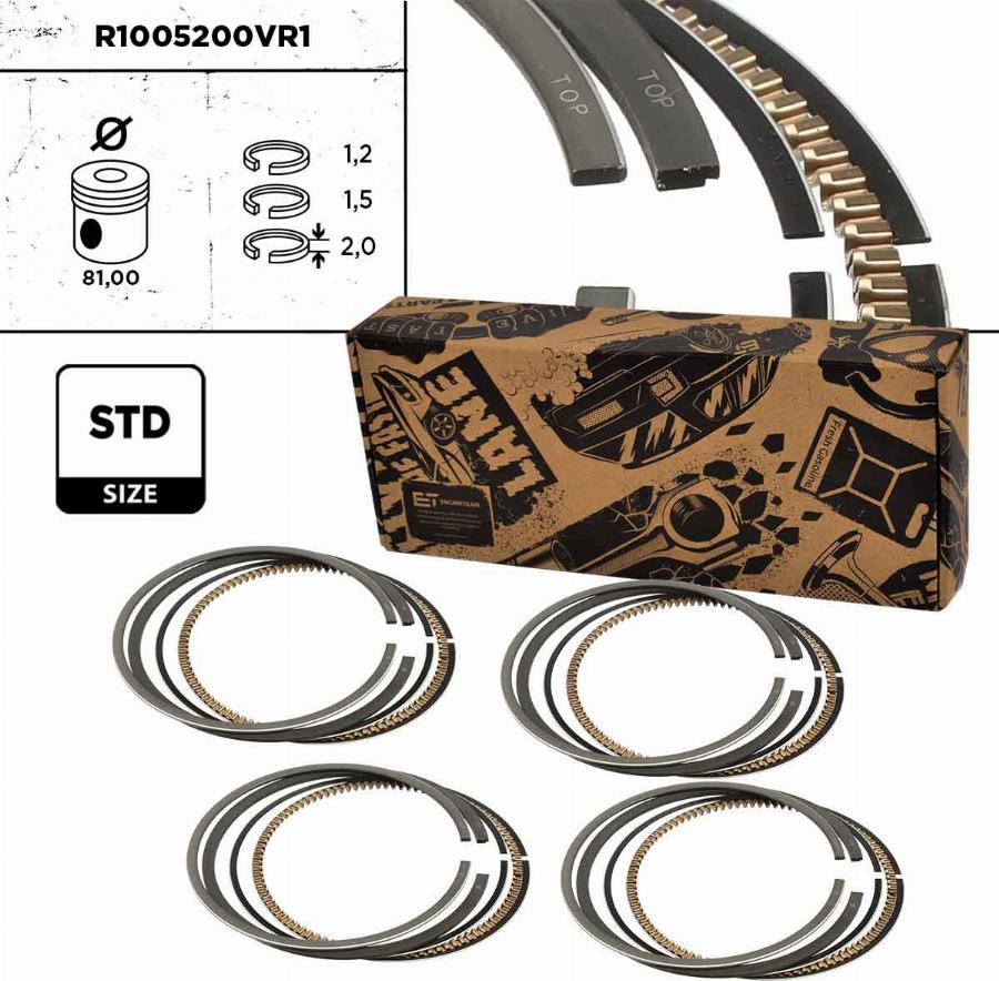 ET Engineteam R1005200VR1 - Jeu de segments de pistons cwaw.fr