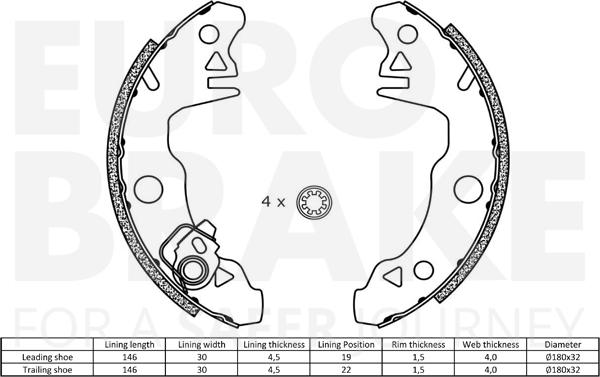 Eurobrake 58492799269 - Jeu de mâchoires de frein cwaw.fr