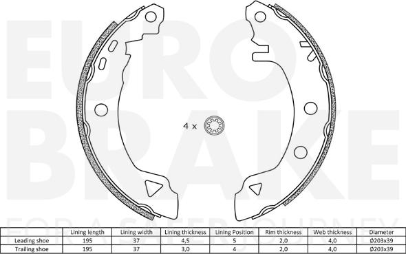 Eurobrake 58492710487 - Jeu de mâchoires de frein cwaw.fr