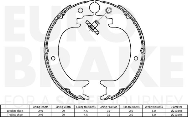 Eurobrake 58492730824 - Jeu de mâchoires de frein, frein de stationnement cwaw.fr