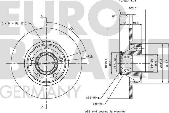 Eurobrake 5815313658 - Disque de frein cwaw.fr