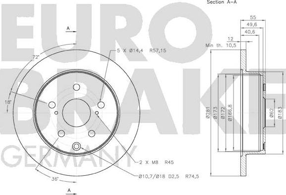 Eurobrake 58152045114 - Disque de frein cwaw.fr