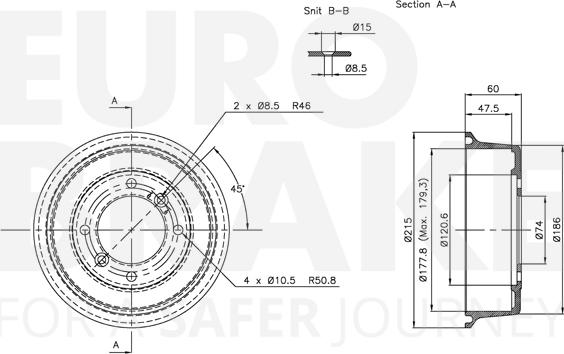 Eurobrake 5825251203 - Tambour de frein cwaw.fr