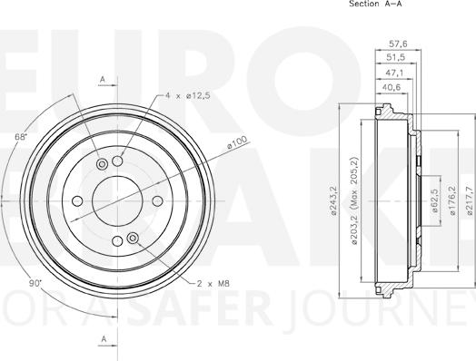 Eurobrake 5825253413 - Tambour de frein cwaw.fr