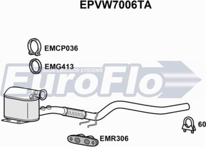 EuroFlo EPVW7006TA - Filtre à particules / à suie, échappement cwaw.fr