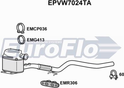 EuroFlo EPVW7024TA - Filtre à particules / à suie, échappement cwaw.fr