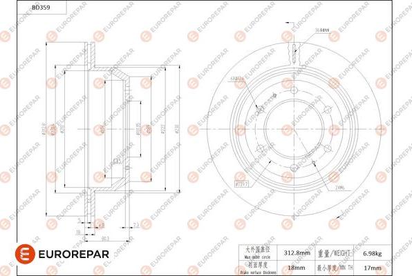 EUROREPAR 1684280180 - Disque de frein cwaw.fr