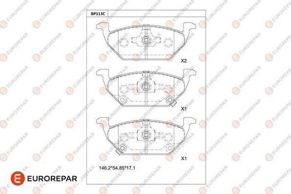 EUROREPAR 1681249780 - Kit de plaquettes de frein, frein à disque cwaw.fr