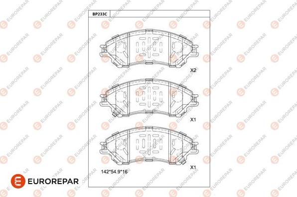 EUROREPAR 1681246480 - Kit de plaquettes de frein, frein à disque cwaw.fr