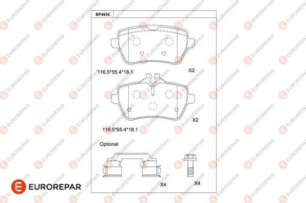 EUROREPAR 1681240080 - Kit de plaquettes de frein, frein à disque cwaw.fr