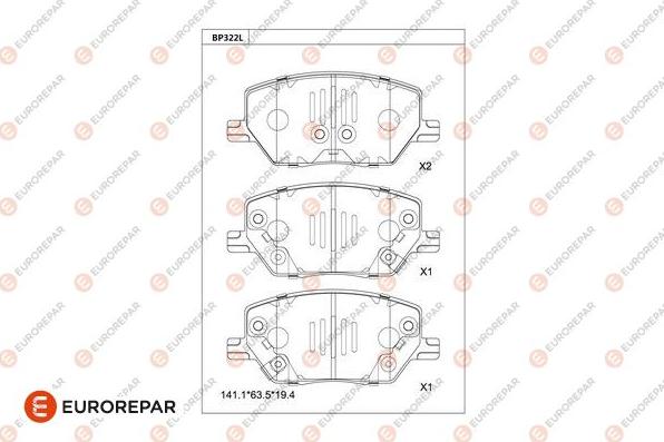 EUROREPAR 1681248980 - Kit de plaquettes de frein, frein à disque cwaw.fr