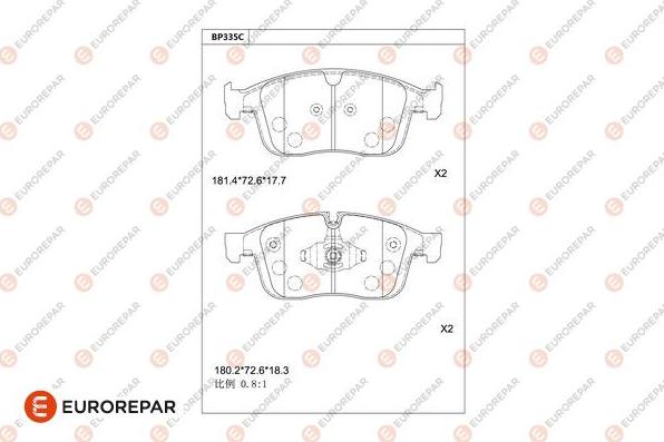 EUROREPAR 1681243580 - Kit de plaquettes de frein, frein à disque cwaw.fr