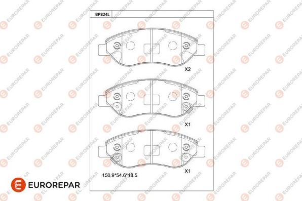 EUROREPAR 1681243080 - Kit de plaquettes de frein, frein à disque cwaw.fr